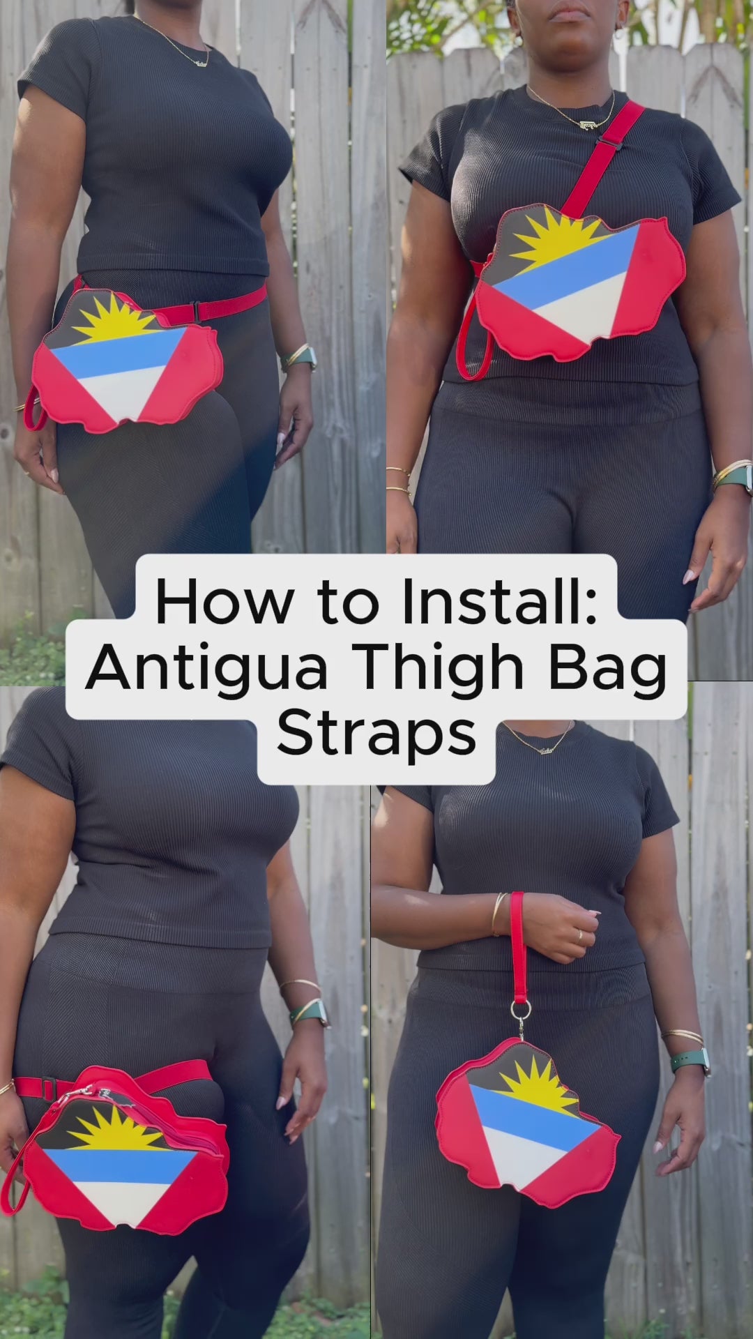 Antigua Flag Thigh Bag & Wristlet – Frangipani Palm